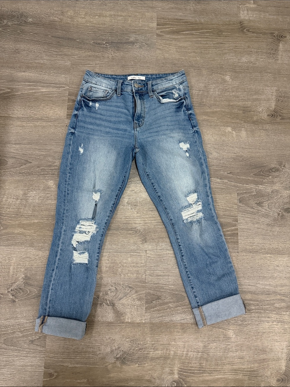 Women’s Distressed Blue Denim Jeans by Willow Root Everyday Jean
